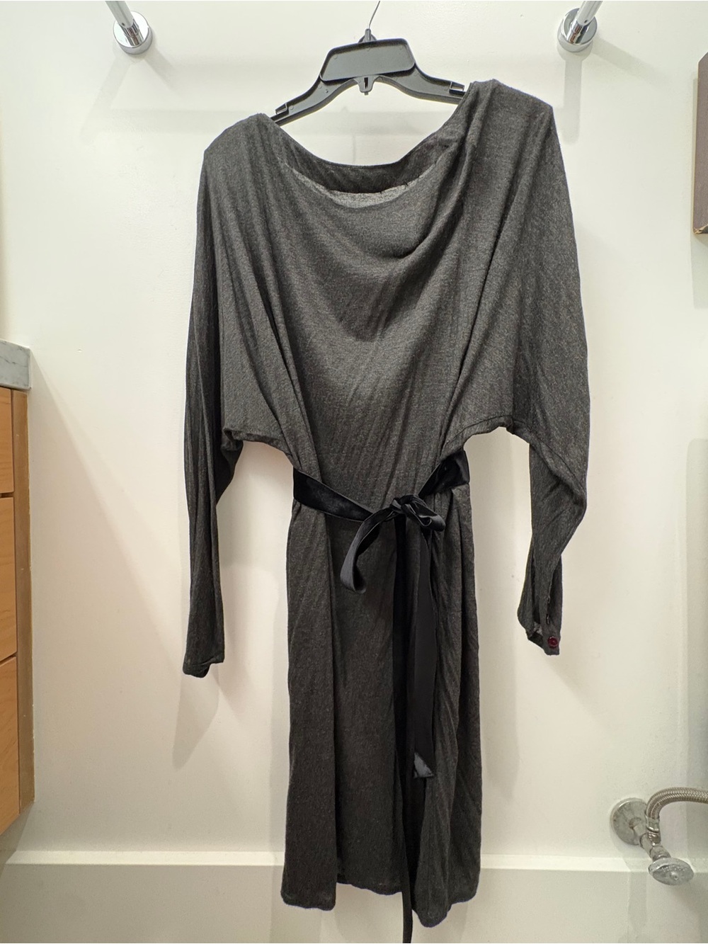 Stella McCartney Draped Jersey Charcoal Gray Belted Women's Dress Sz 42